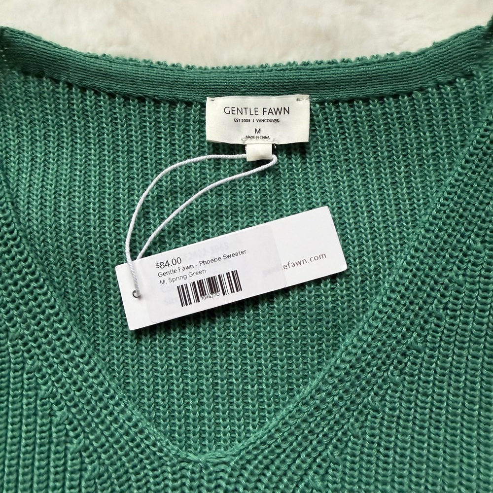 Gentle Fawn Phoebe Spring Green Feminine Soft V-Neck Sweater - Picture 7 of 11